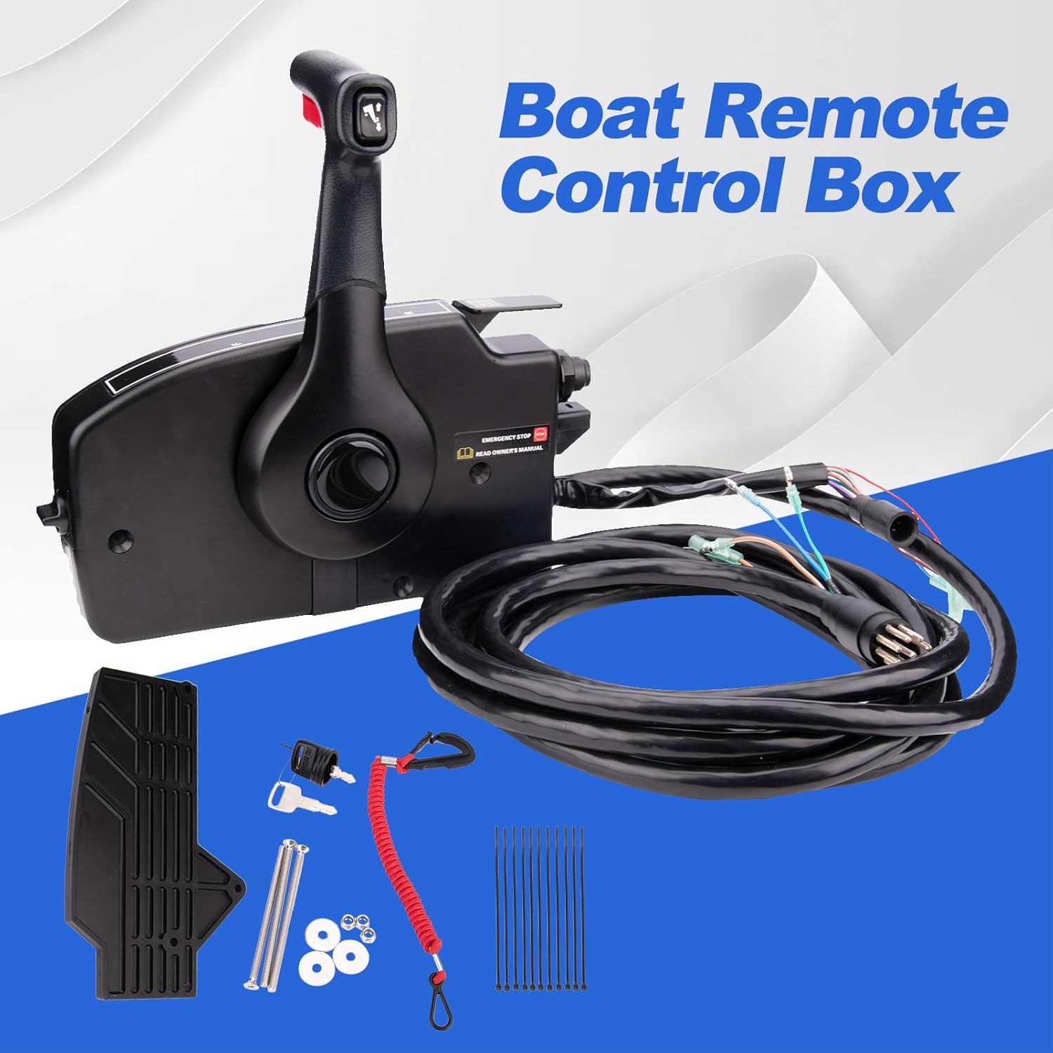 Right Hand Marine Throttle Remote Control Box 881170A15 GEN I For Mercury Outboard Engine With 15FT Cable Trim & Tilt 8 Pin 12 Core