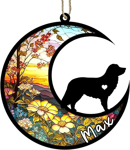 Miniatura 24 de Memorial personalizado para perro, adorno de Navidad de perro pastor alemán con nombre, razas personalizadas, atrapasador de luz para pérdida