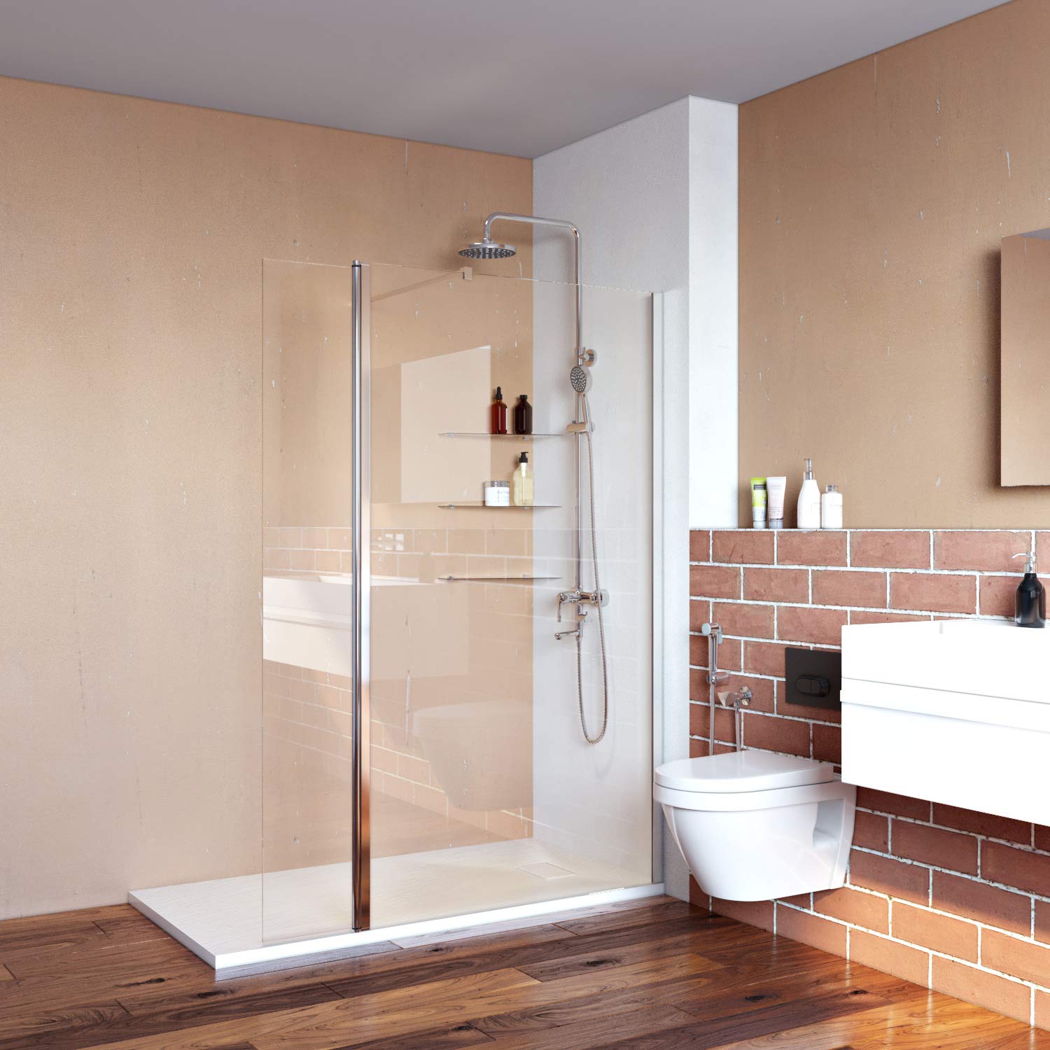 Buy Elegant Walk in Shower Door 700x1850mm Wet Room Screen Glass 6mm