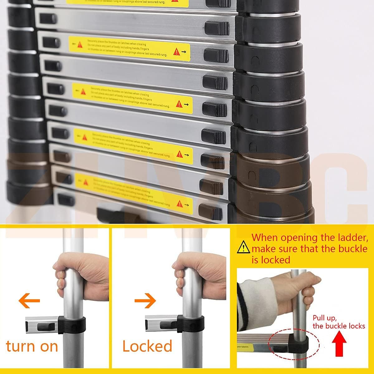 Telescoping Ladder,Aluminum Folding Extension Ladders with Spring Loaded Locking Mechanism, Aluminum Telescoping Ladder Roof, Load 330 Pounds,1.4m/4.5ft