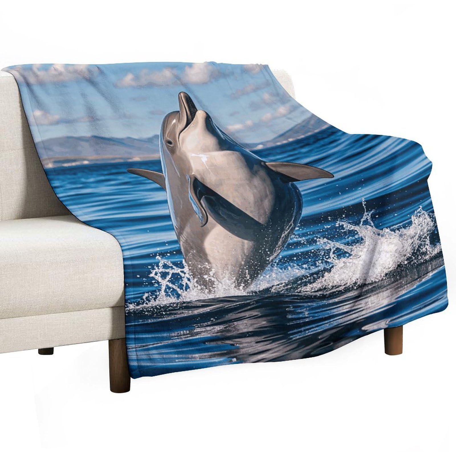 Couverture en flanelle dauphin plaid canapé doux jeté de lit voyage 150x200