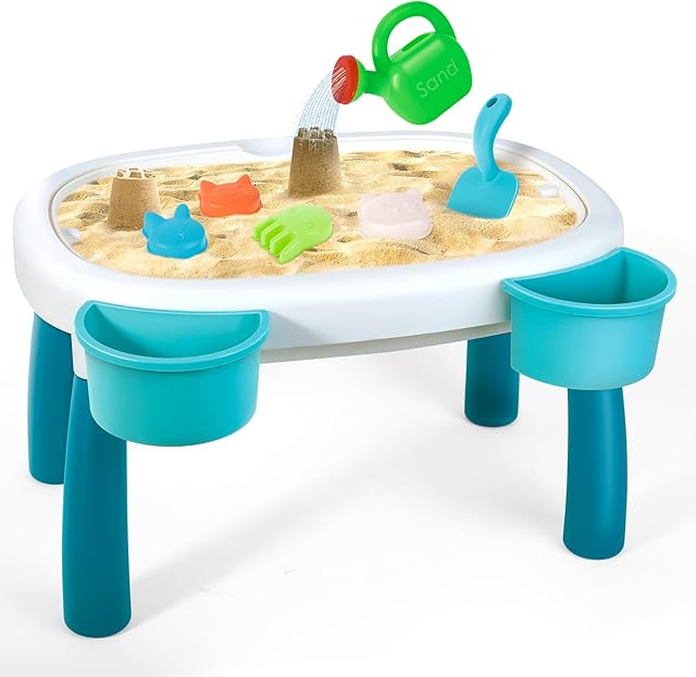 deAO Miniature Sand and Water Tables, Beach Toy for Boys Girls, Activity Sensory PlayTable, Sand Table, Water Table for Toddlers, Summer Outdoor Toy