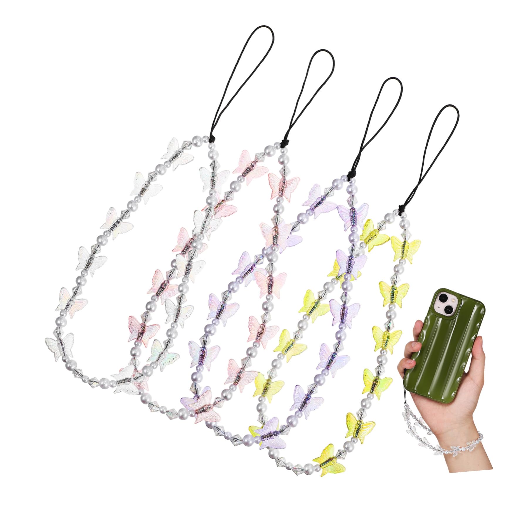 5 Series Cordón Para Teléfono Móvil Abalorios Pulsera Para Decorar Móvil Mochila Y Llaves 4 Piezas X 5