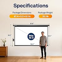 Vista 8 de VIVOHOME Motorized Projector Screen with Remote, 16:9 84 Inch Auto Electric Projection Screen, HD 4K Movie Screen for Home Theater, Cinema, Office