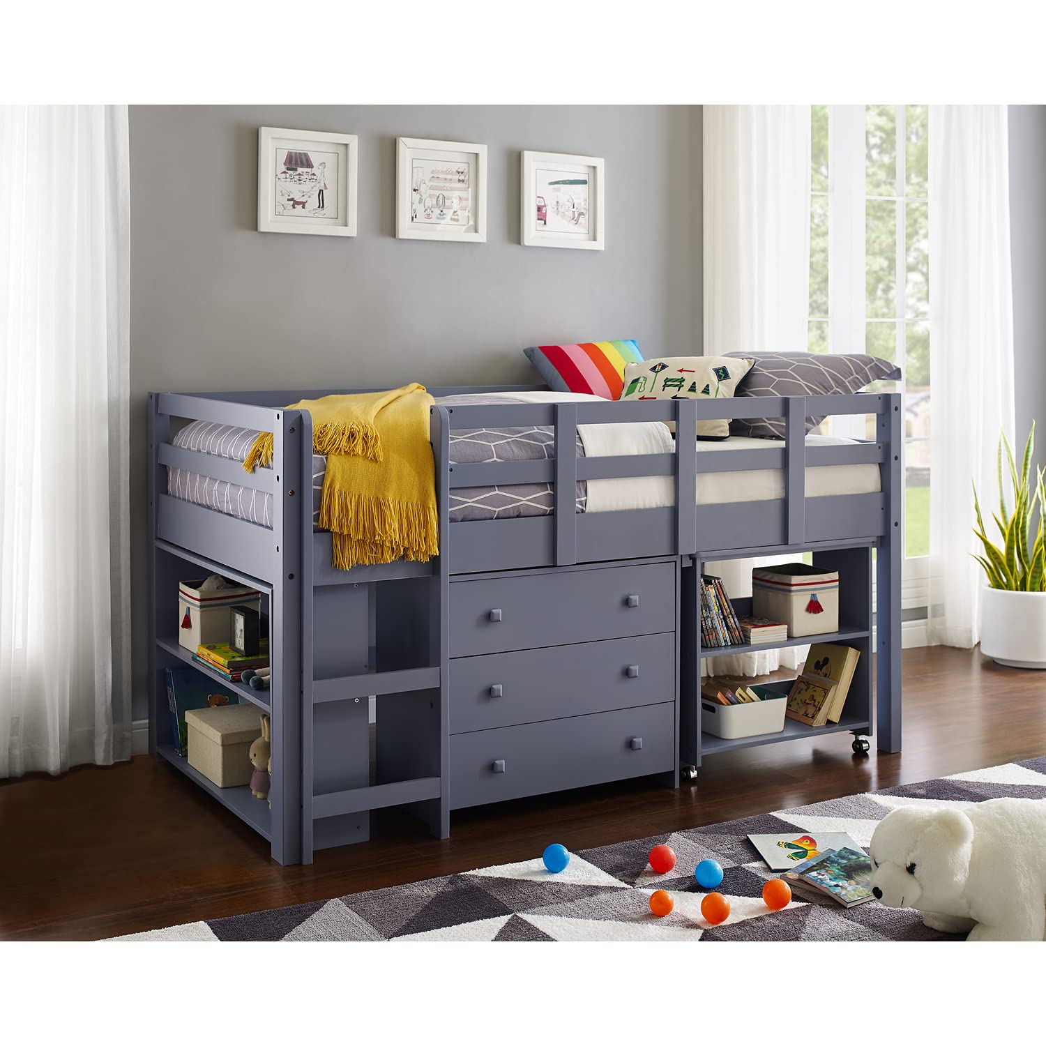Buy Twin Size Loft Bed with Desk Low Study Kids Twin Loft Bed with Desk