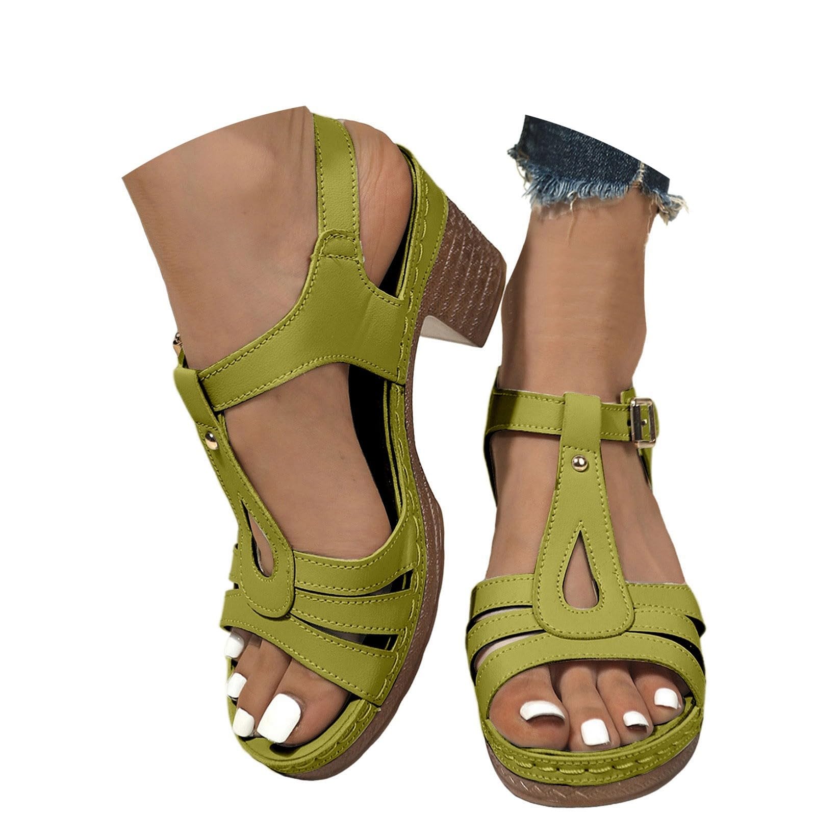 Sandales d'été pour femmes à talons épais et bride cheville #9 - 8