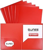 Vista 14 de SUNEE Carpetas de 2 bolsillos (paquete de 12 unidades, color negro) carpetas de plástico resistentes con bolsillos, se adaptan a papel tamaño carta