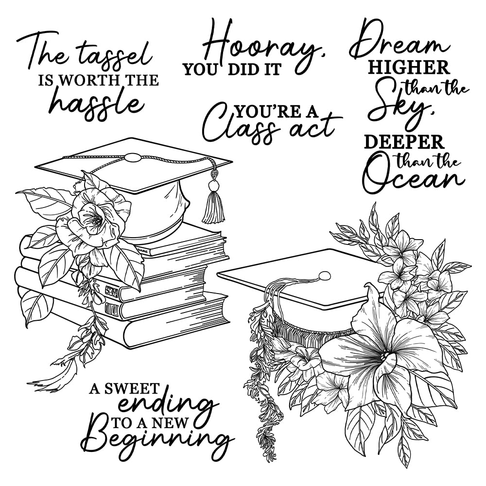 Graduation Scrapbook Stamps 4 Pc. Peanut Rubber Stamp Set