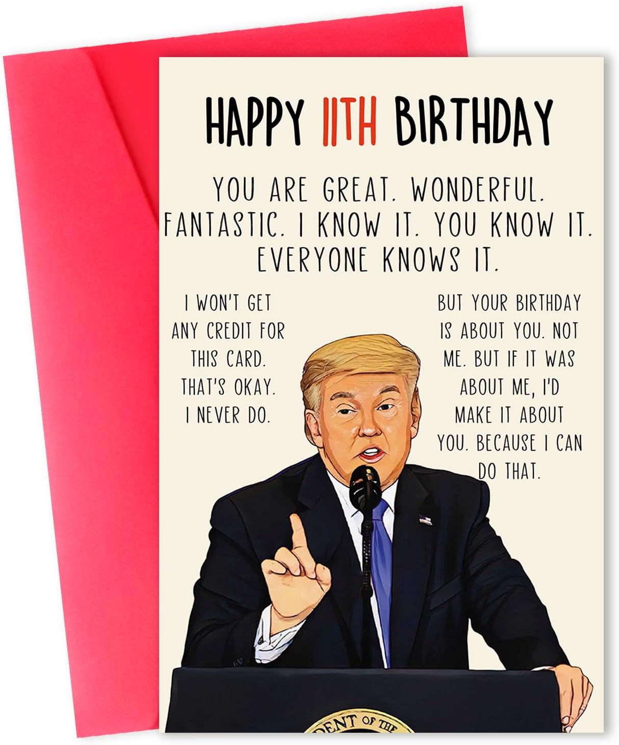 Funny 11th Birthday Card for Him Her, Humor 11th Birthday Gift for Son Daughter, Best 11 Year Old Birthday Card Gifts for Niece Nephew, Unique 11th Bday Decorations for Boys Girls