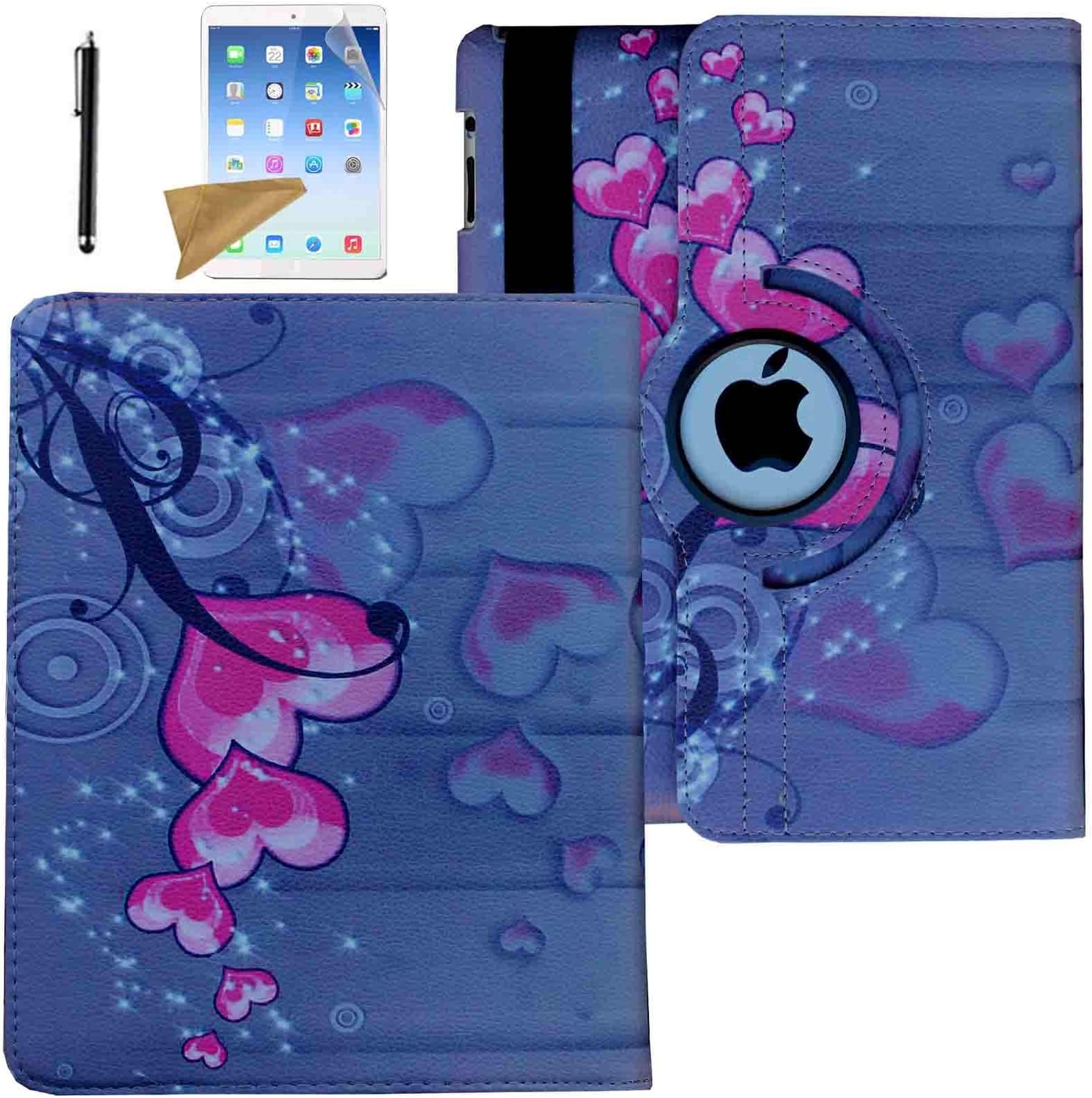 iPad 2 /iPad 3/ iPad 4 Case, Lingsor 360 Degree Rotating Stand Magnetic Smart Leather cover With Auto Sleep Wake For iPad 2/3/4 - A1395 A1396 A1397 A1403 A1416 A1430 A1458 A1459 A1460, Pink Heart