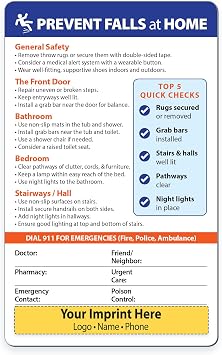 Safety Magnets by ZOCO 300-Pack Custom Fall Prevention Tips for Seniors Personalized Home Safety Handout with Marker Promotional Item for Healthcare & Caregivers 5.25" x 8.5"