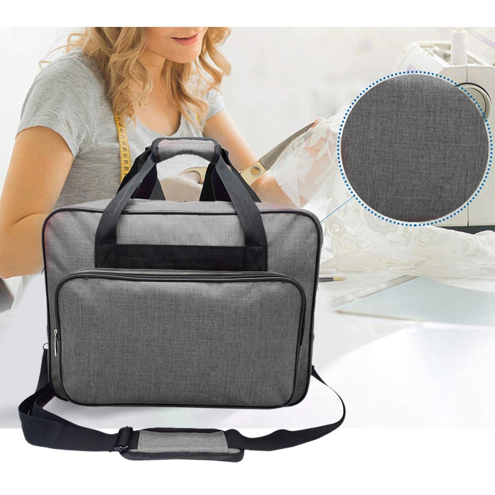 Générique Housse Machine à Coudre Sac de Transport Organiseur Crochet Fils Aiguilles Accessoires Tricotage Grande Capacité Nylon Pratique pour Étudiants