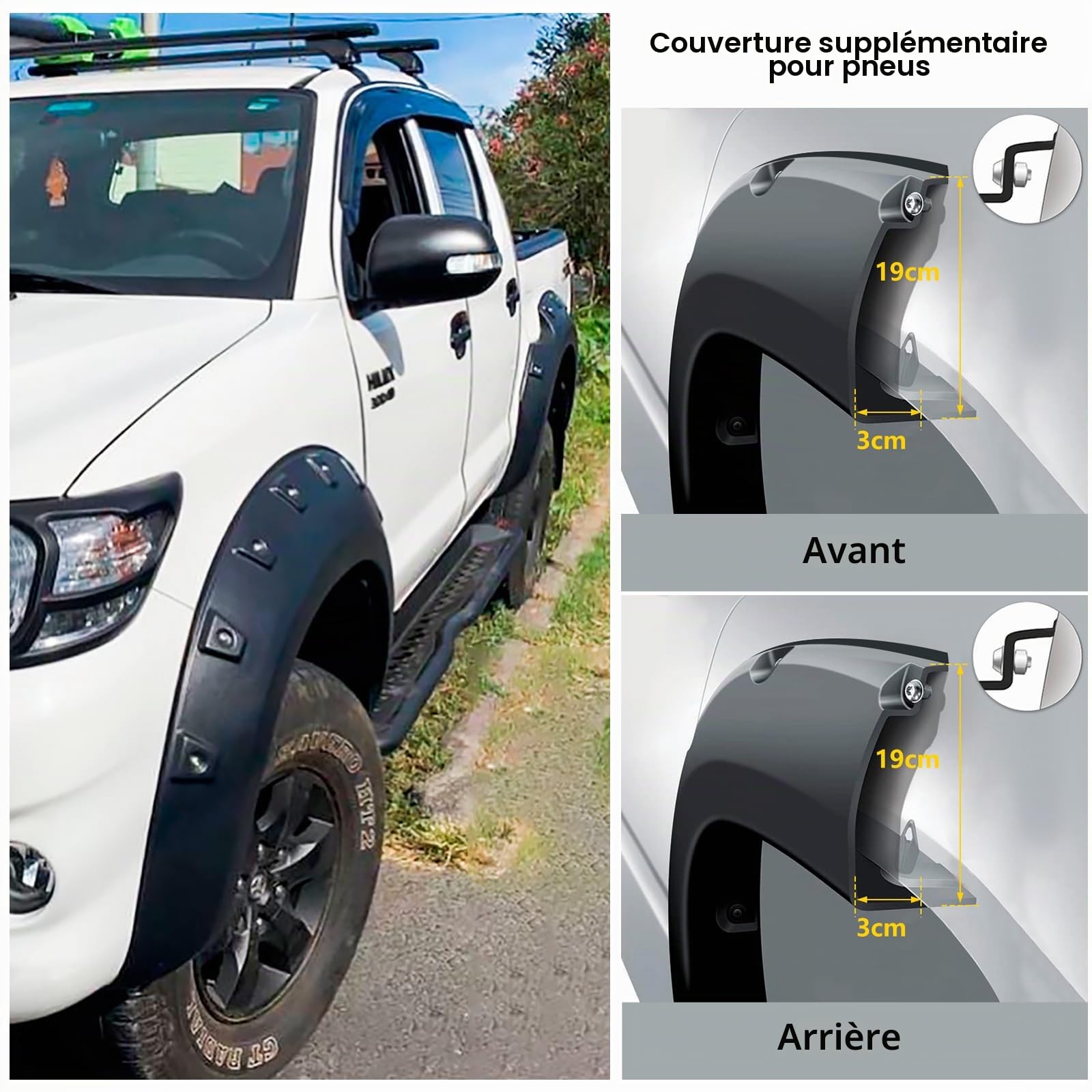 Élargisseurs d'aile 7,5" pour Toyota Hilux 2005-2014 Accessoires