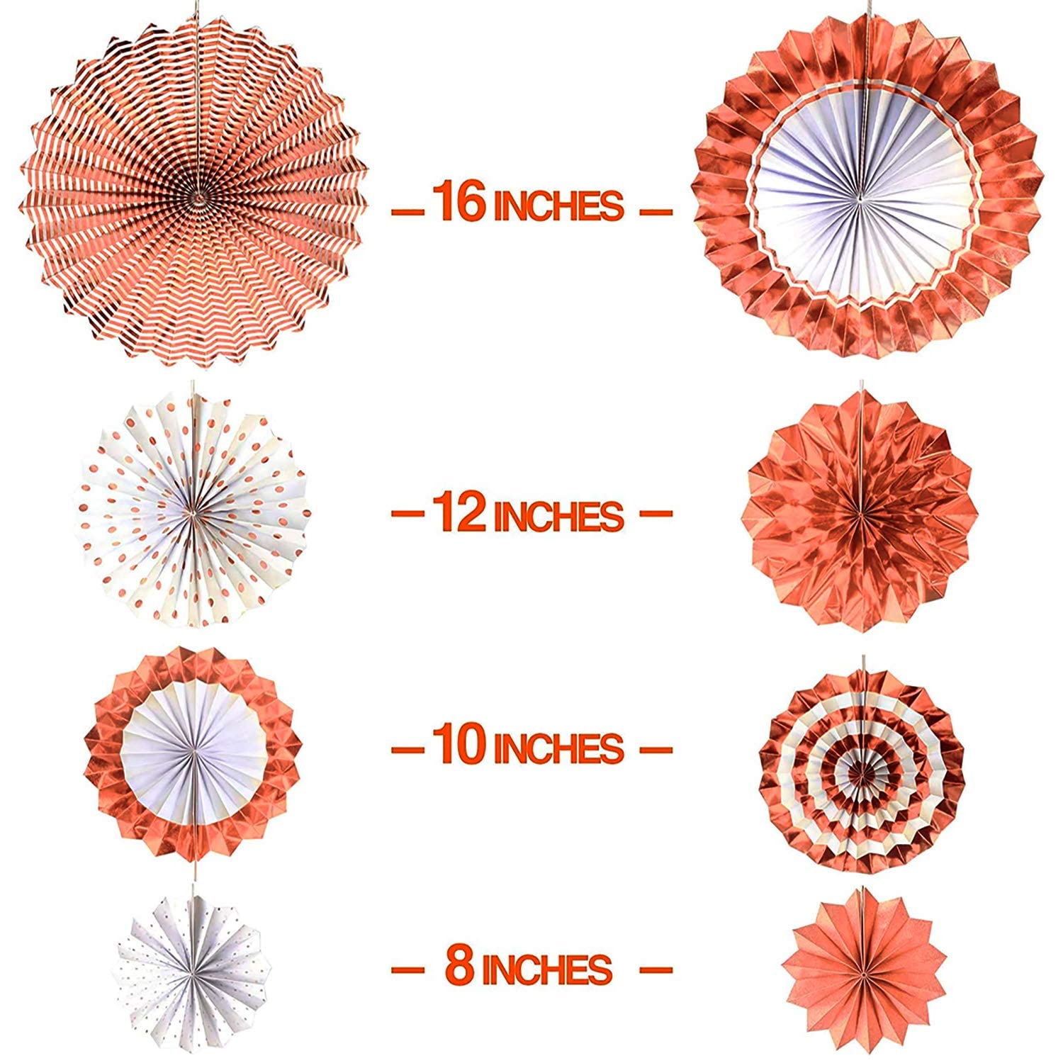 Decoración de novia para ser – 9 abanicos de papel colgantes y pancarta de papel de aluminio para decoraciones de despedida de soltera de oro rosa