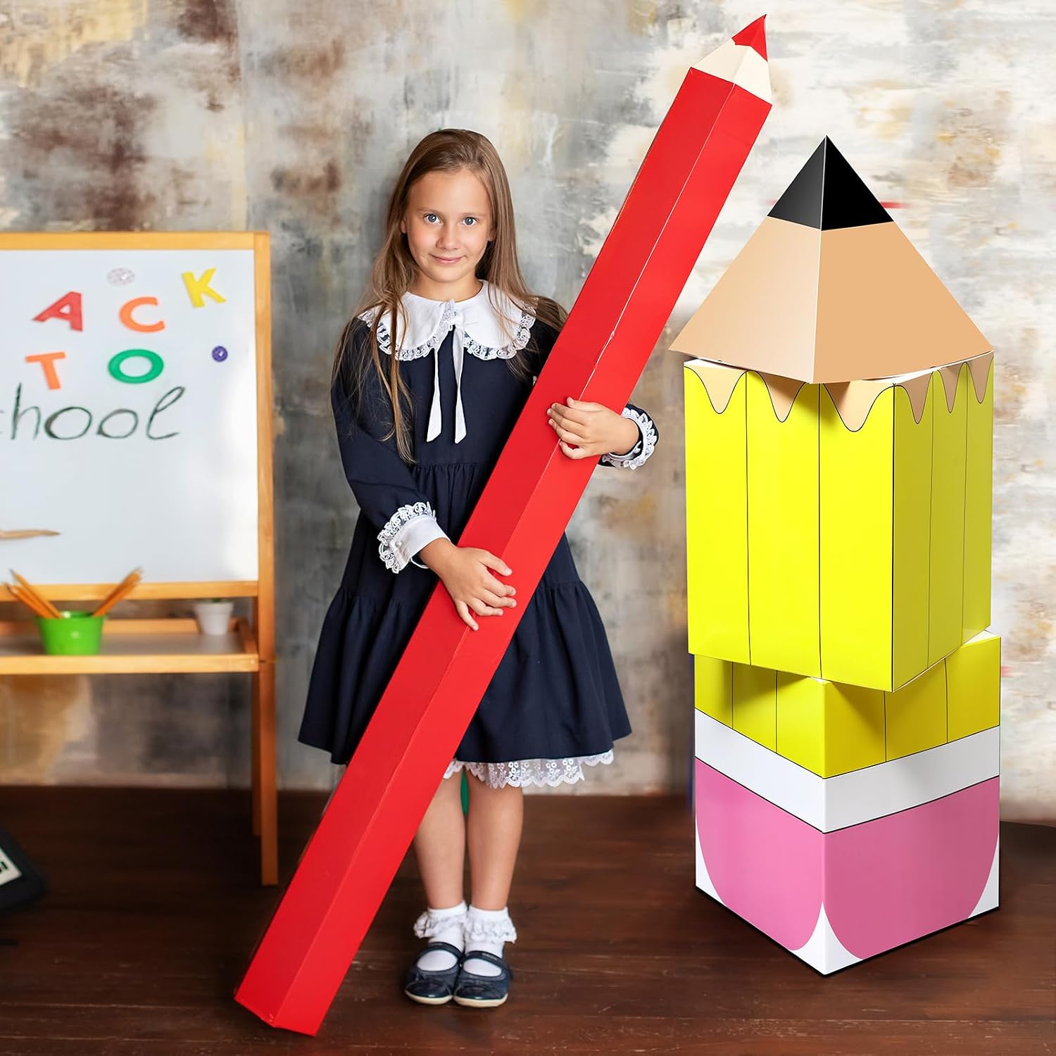Bucherry 2 Pack/6 Pcs Back to School Decor Giant Classroom Pencil Props image 4