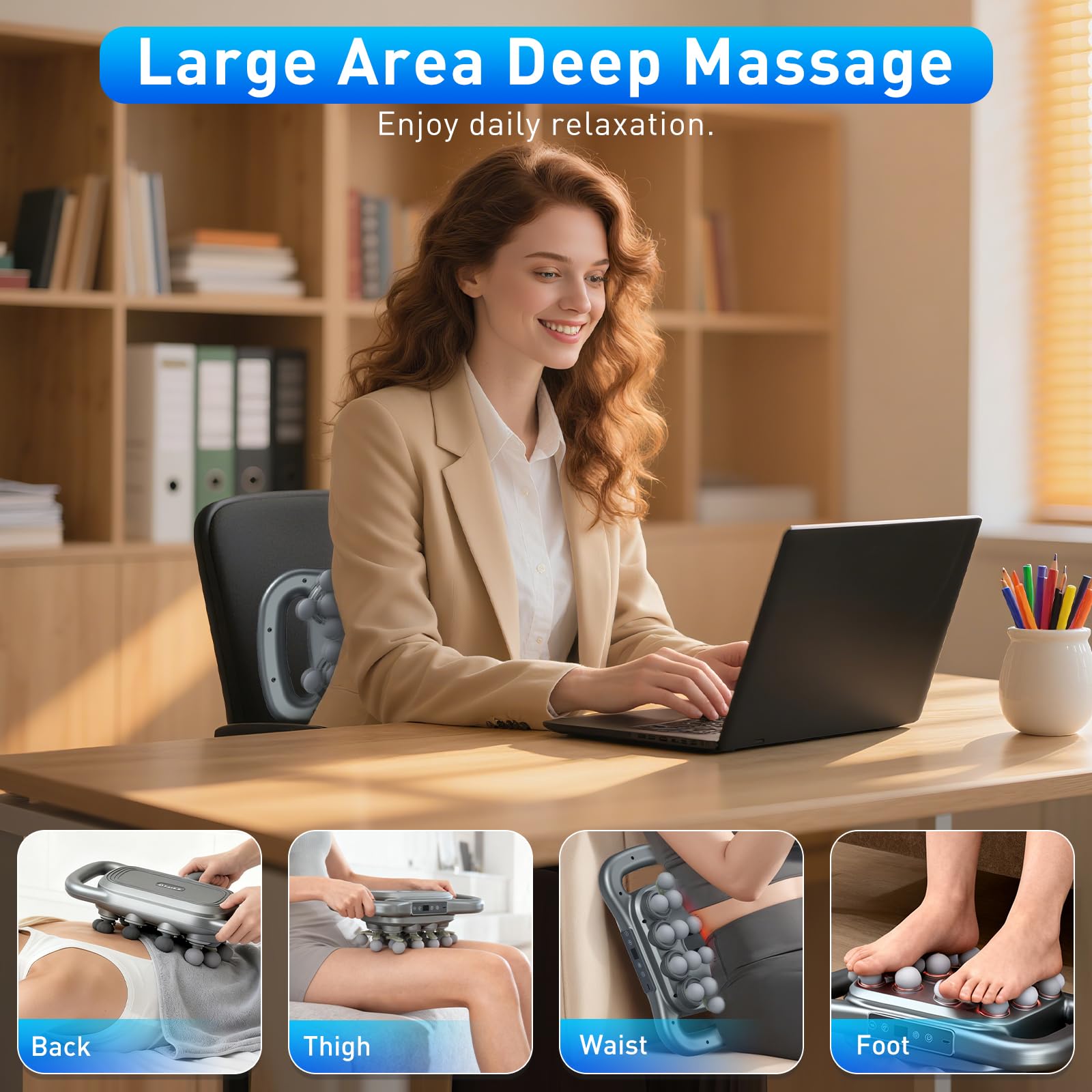 Upgrade 28 Head Massage Gun Set, Handheld Back Massager Gun,9 Speeds Electric Percussion Muscle Body Massager for for Neck, Shoulders, Upper Arms, Buttocks Legs Gifts for Men Women — view 3