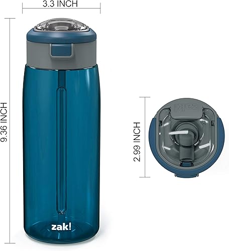 Miniatura 6 de Zak Designs Genesis - Botella de agua de plástico Tritan duradera con tapa de botón fácil de abrir y asa de transporte integrada, diseño a prueba de
