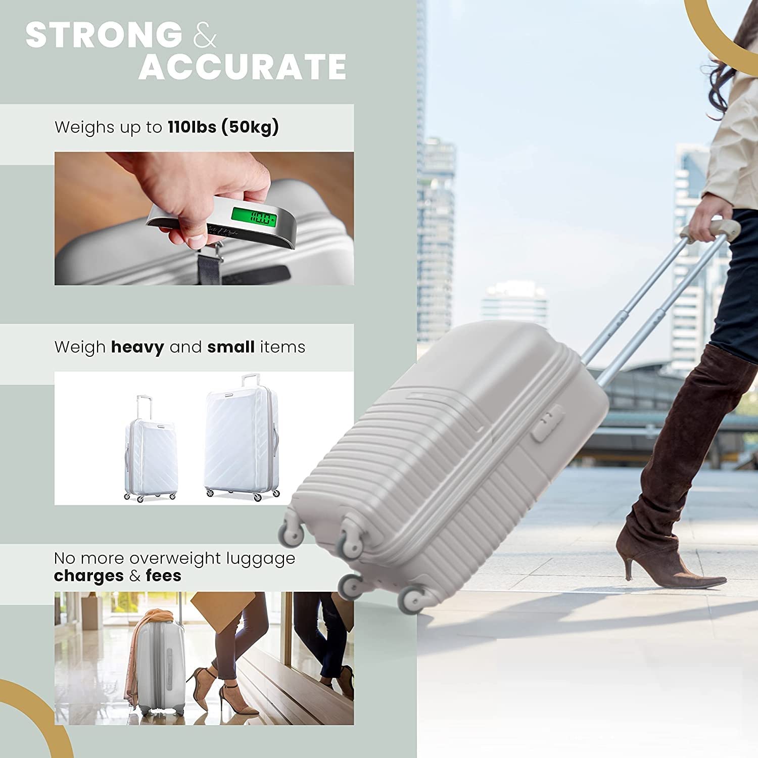 NETXE Digital Luggage Weighing Scale, Weight Machine for Luggage,Gift for Traveler Suitcase Handheld Weight Scale (Weight Limit: 50 Kg) (Silver) (Luggage Scale A10) 1