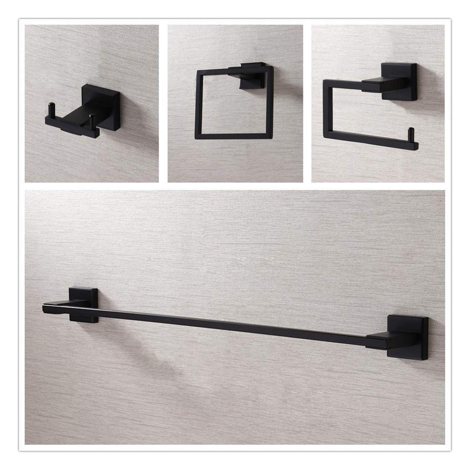 Juego de Accesorios de baño Juego de Hardware de Acero Inoxidable Negro Mate, Gancho de túnica, Soporte de Papel Anillo de Toalla de Toalla Barra de Toalla Accesorios de baño (Color : 4 pcs Set)