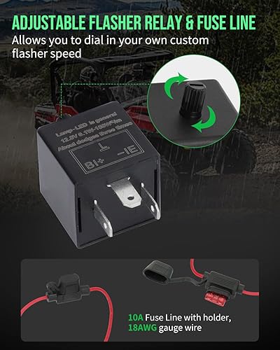 Miniatura 4 de Kit universal de señal de giro ATV UTV con bocina fuerte, kit de señal de giro de calle lado a lado para SXS Dirt Bike Polaris RZR Can-Am Kawasaki