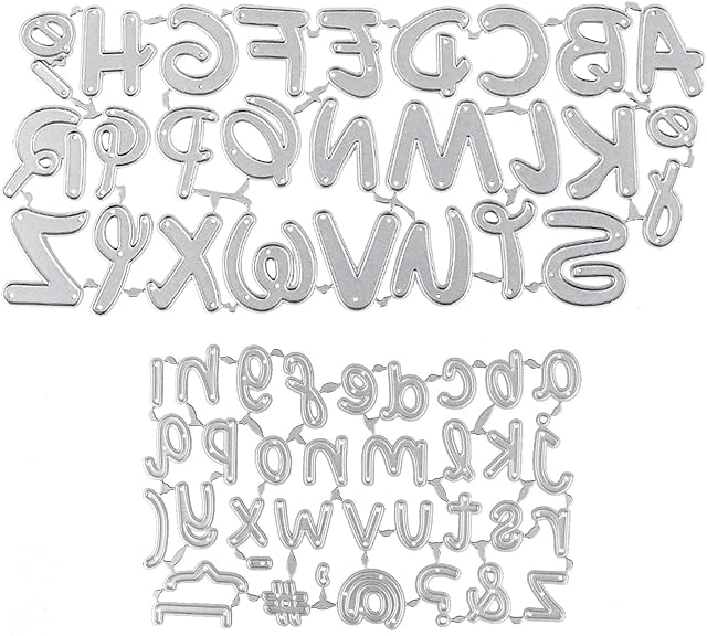 UFLF 2 Sets Letters Dies Alphabet Upper & Lower Letters Cutting Dies for Card Making Die Cutting Metal Embossing Stencil Template for DIY Scrapbooking Album Craft