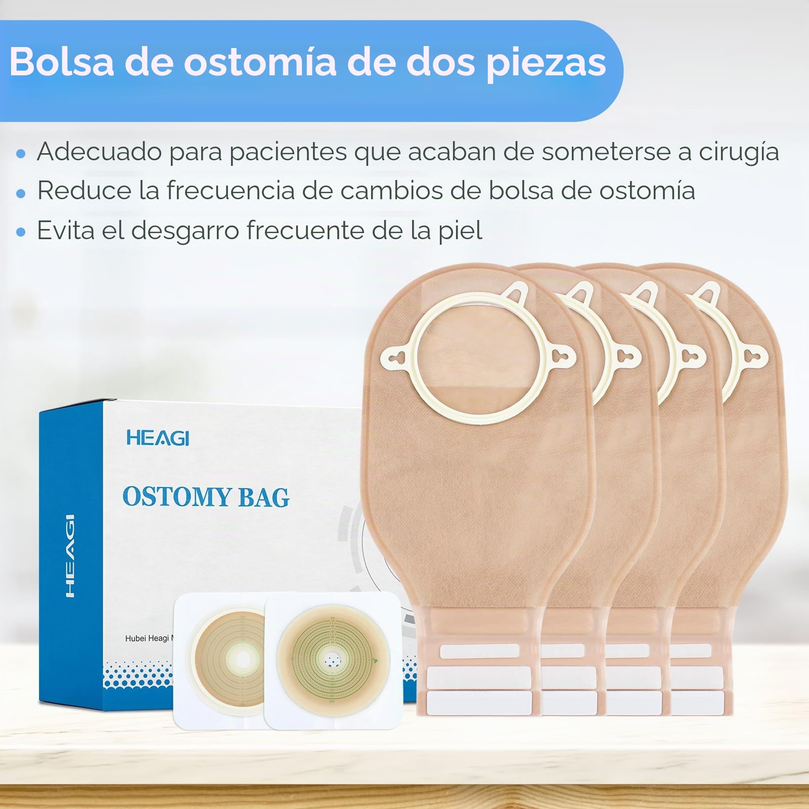 Bolsa para ostomía 2 piezas drenable con cierre 70 mm, 22 piezas suministros colostomía ileostomía