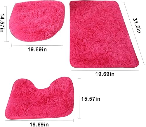 Miniatura 2 de Fufafayo Alfombra de baño de 3 piezas, alfombra de bañera antideslizante súper suave y absorbente, alfombra de baño, alfombra de baño de felpa para
