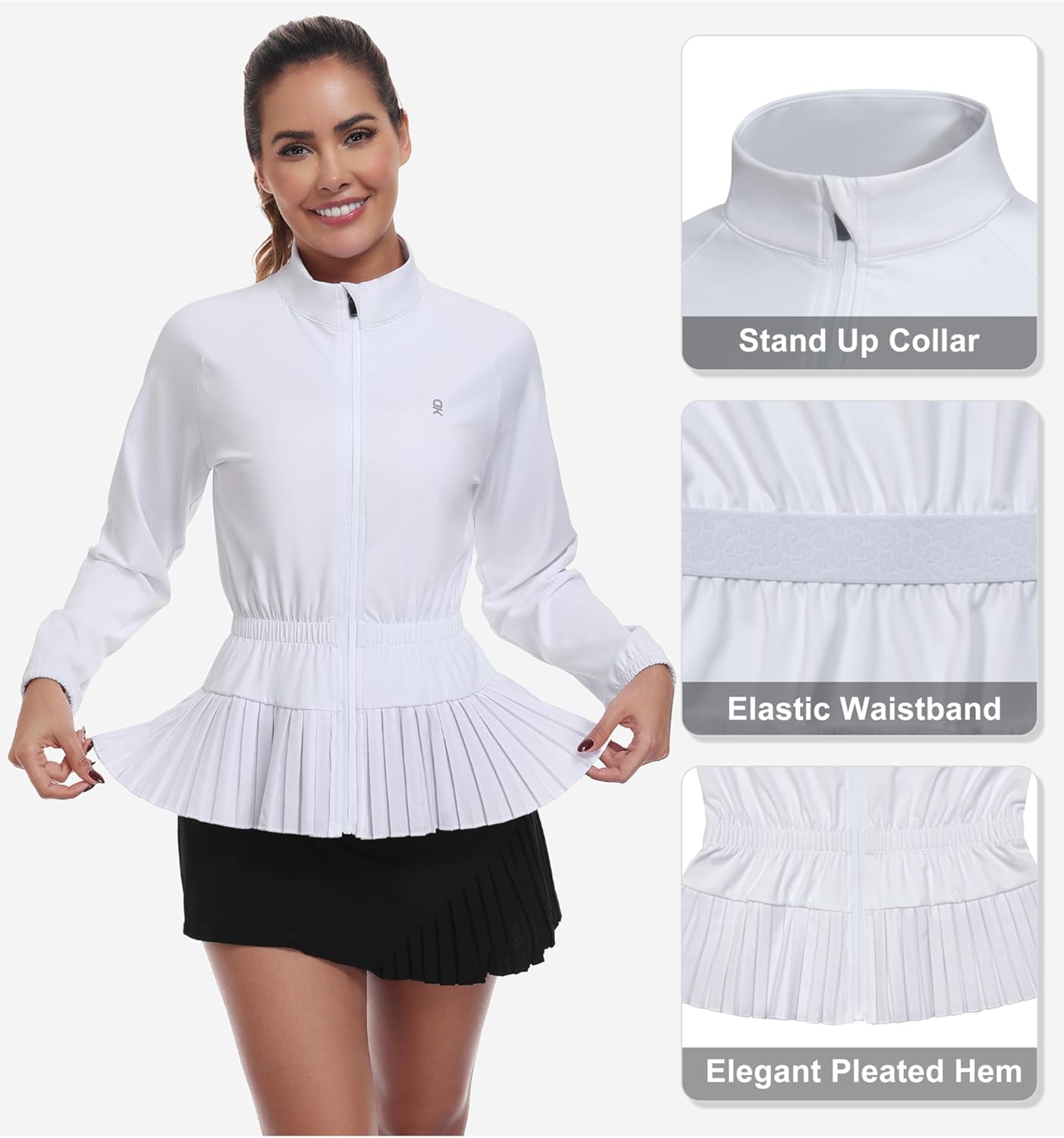 Little Donkey Andy Women's Casual Jacket Long Sleeve Hiking Athletic Golf Jackets UPF 50+ Sun Shirt with Elastic Waistband - Image 4