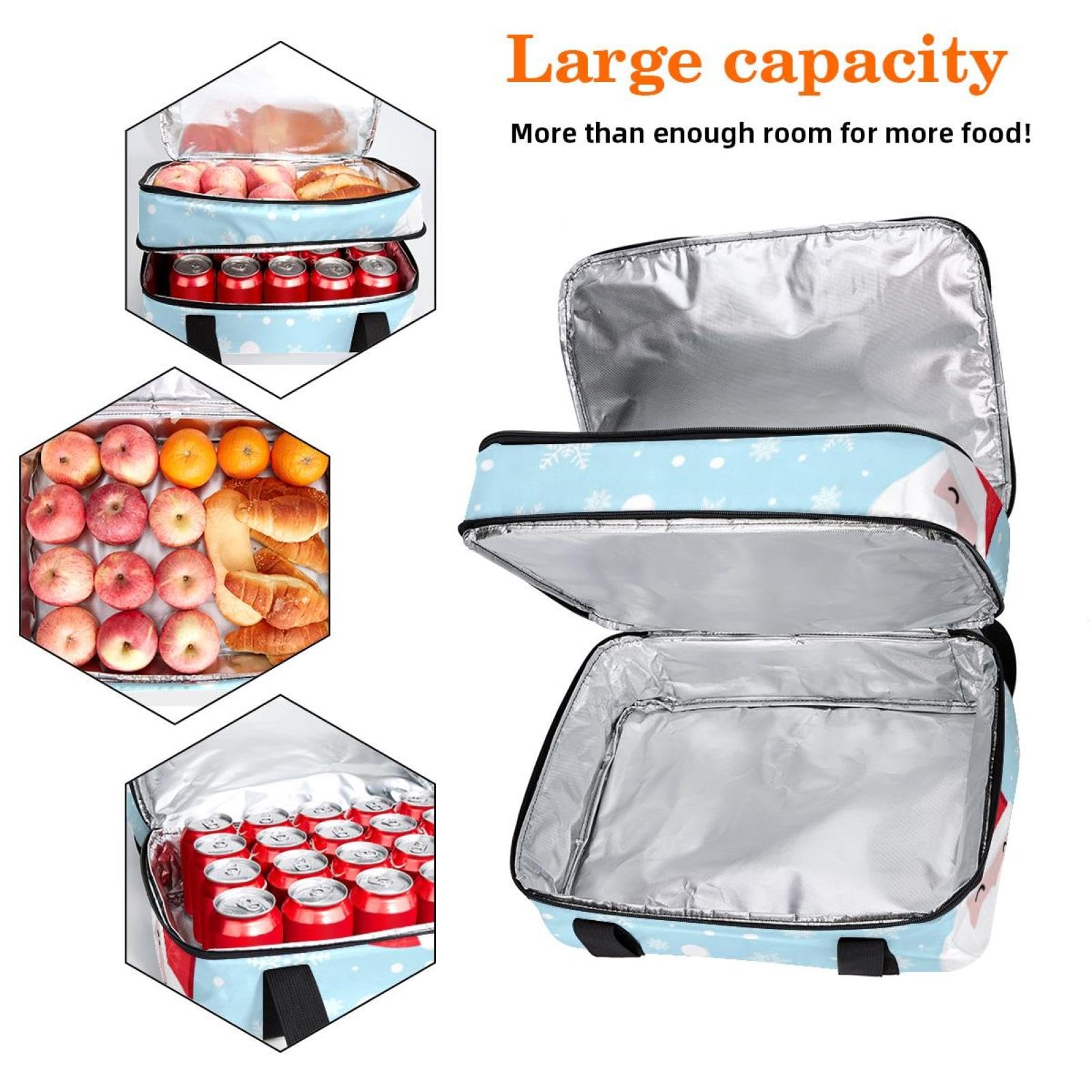 Grand sac à déjeuner isotherme pour homme et femme, double couche, étanche, étanche, réutilisable, sac fourre-tout pour le travail, l'école, le pique-nique, la plage, le camping, les voyages, le Père