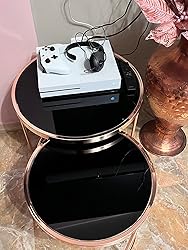 Relaxdays Set 2 Tavolini Sovrapponibili Rotondi - Legno E Metallio Cromato 60x60 Cm Bianco | Salvaspazio Per Salotto - Foto 9