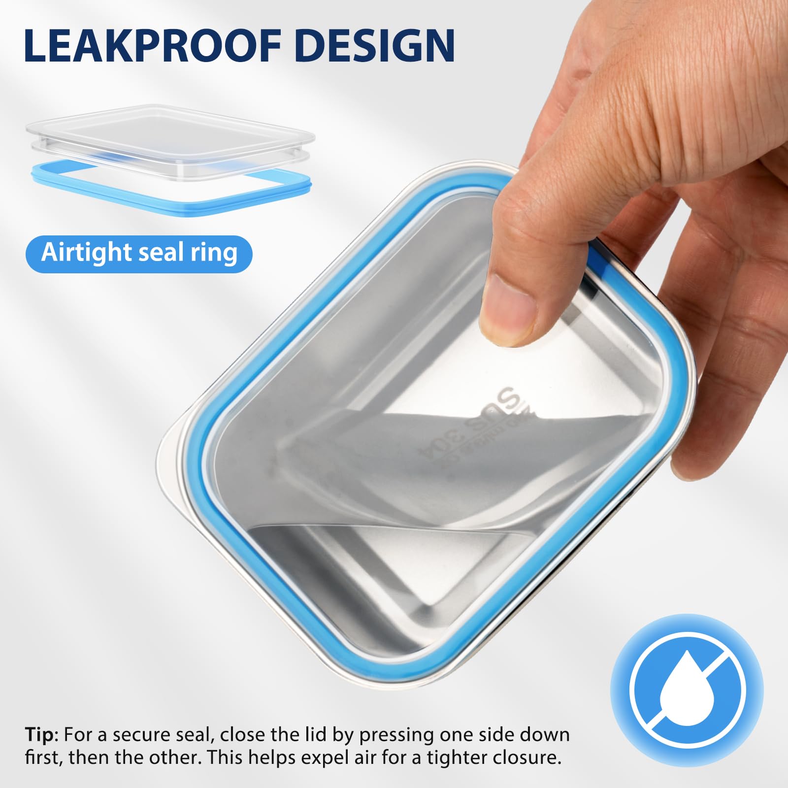 Freshmage Contenitori per snack in acciaio inox, confezione da 2, senza BPA, con 5 scomparti, riutilizzabili, per scuola, lavoro e viaggi, lavabili in lavastoviglie (blu)