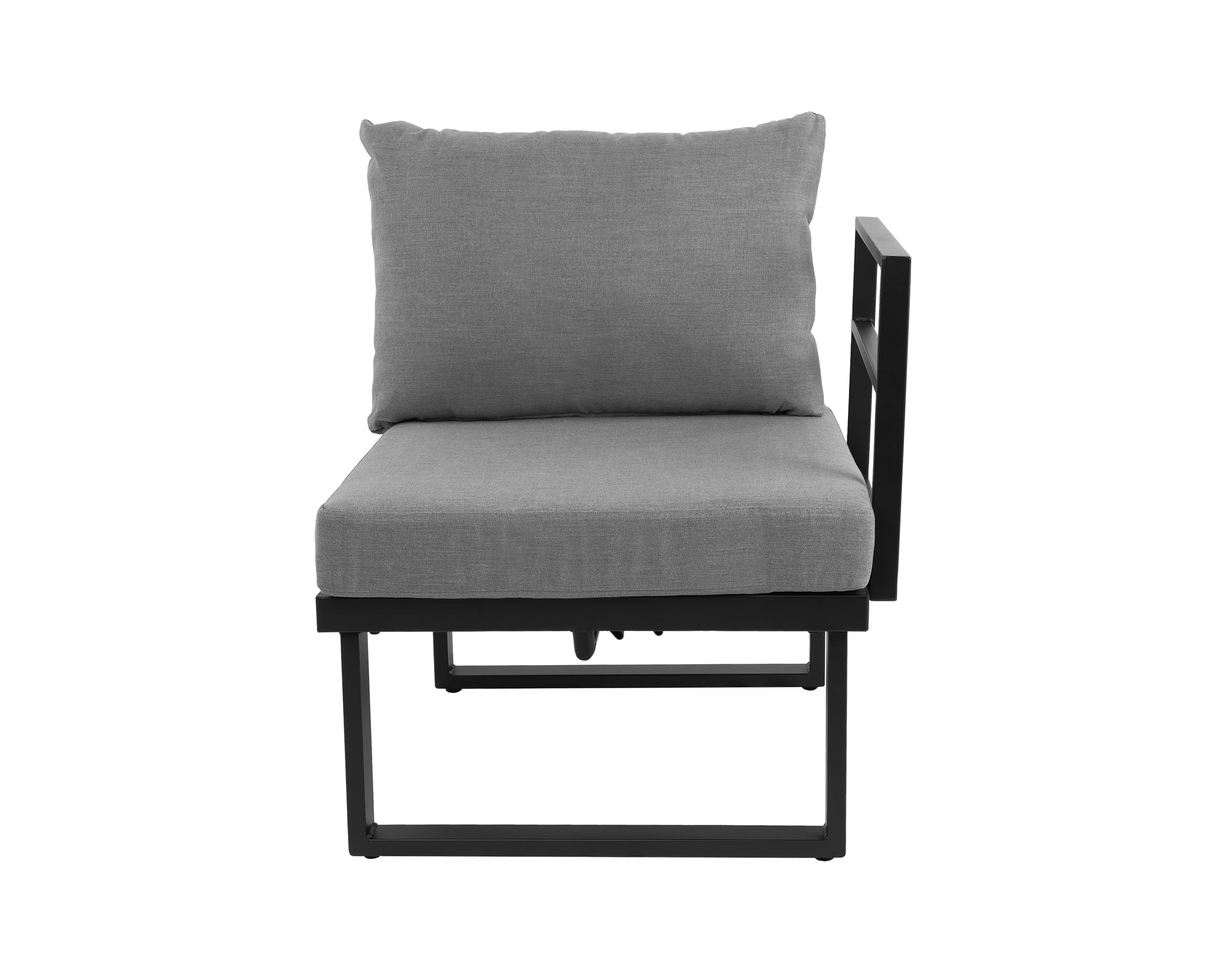 Garten Lounge-Set Pisa, L-Form, Stahl und Holz-Kunststoff-Gemisch, Hellgrau, mit Liegefunktion, inkl. Tisch
