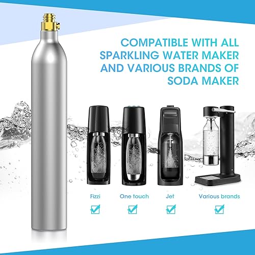 Miniatura 4 de Carbonador de CO2 de 60 litros compatible con electrodomésticos Sodastream no para arte y tierra, 14.5 onzas, juego de 3