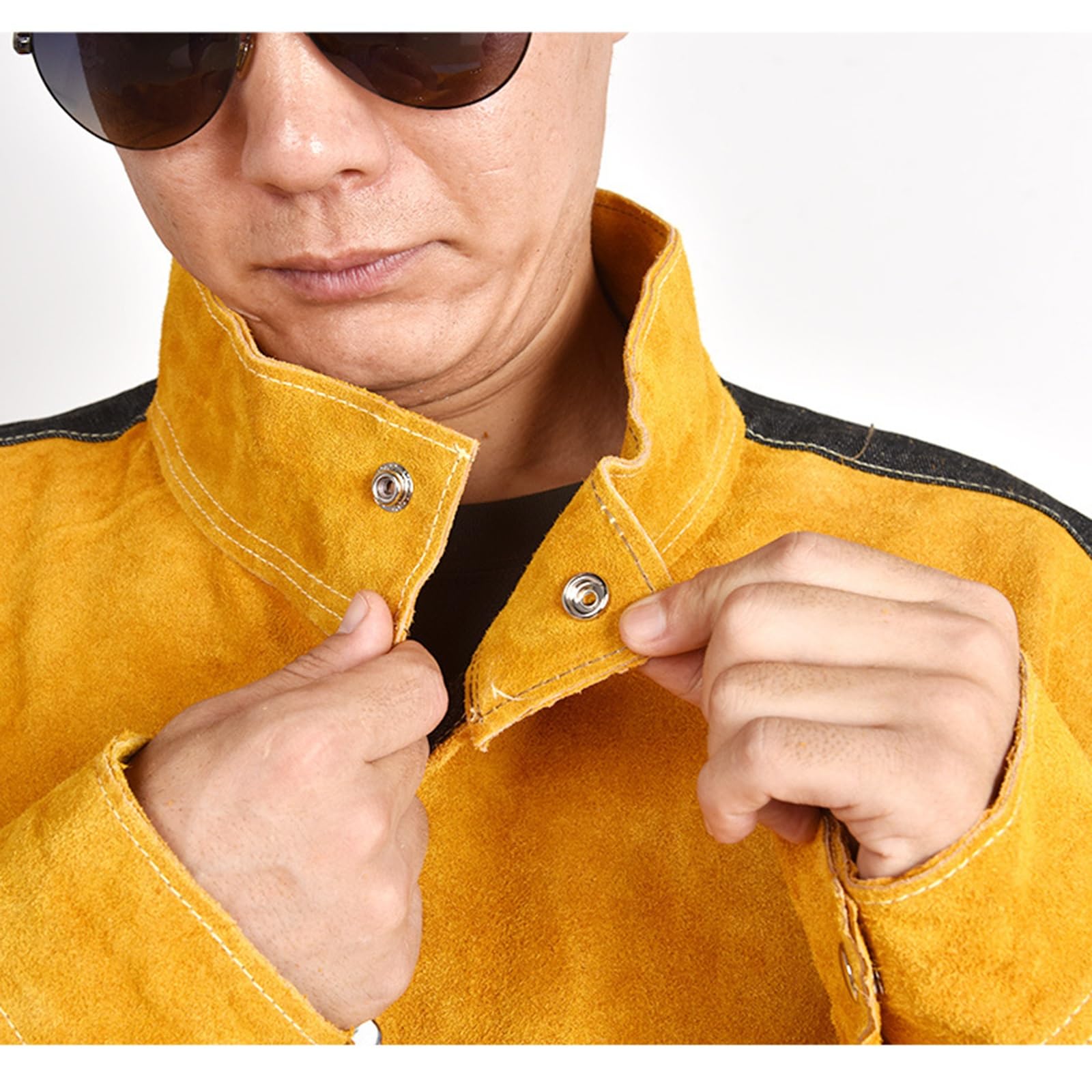 Piel De Vaca Chaqueta De Soldadura Pantalón Traje Para Los Hombres, Traje De Soldador De Cuero Para Tareas Pesadas, Chaqueta Y Pantalones Incluidos, Resistente Al Calor Y La Llama