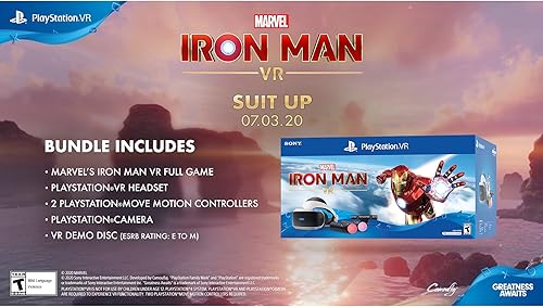 Vista 2 de Sony Playstation VR Marvels Iron Man VR Bundle - Auriculares Playstation VR cámara 2 controles de movimiento de movimiento código digital Marvel