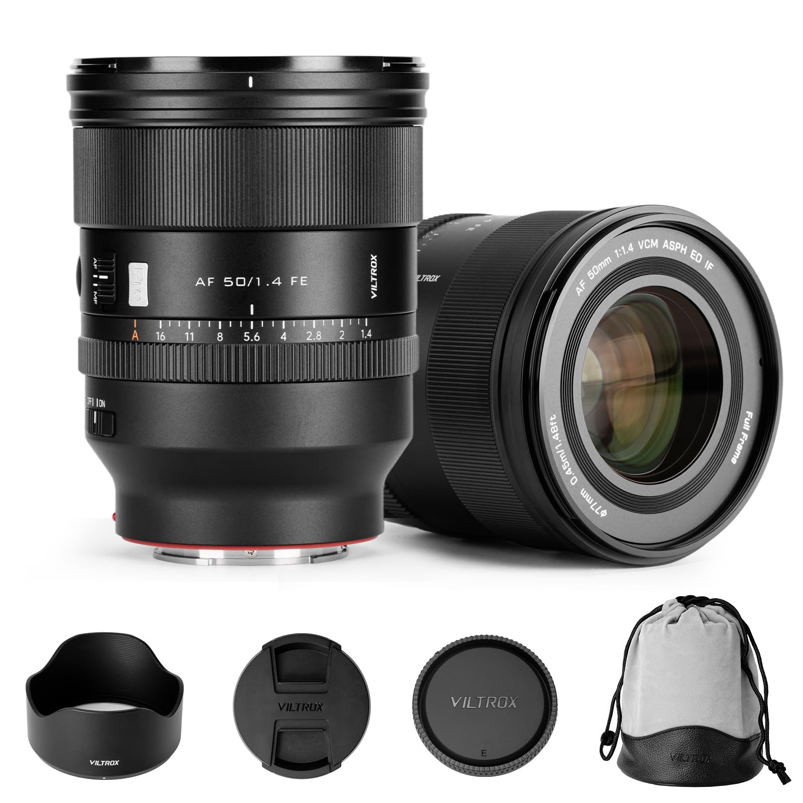 VILTROX Lente de 50 mm F1.4 Pro FE, HyperVCM Motor Full Frame Prime para Sony E-Mount, AF 50 mm f/1.4 Lente de câmera de foco automático de grande abertura para Sony A7C A7R A7RII A7RIII A7S A9 ZV-E1