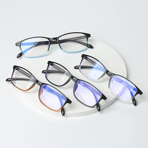 Miniatura 2 de EYEURL Gafas de lectura para mujer, con bloqueo de luz azul, paquete de 4 unidades, TR90, ligeras, lentes de computadora de colores mixtos