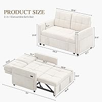 DWVO 55" 3-in-1 Convertible Sleeper Sofa Bed, Velvet Pull-Out Futon with Adjustable Backrest, USB Ports - Light Beige Loveseat for Apartments