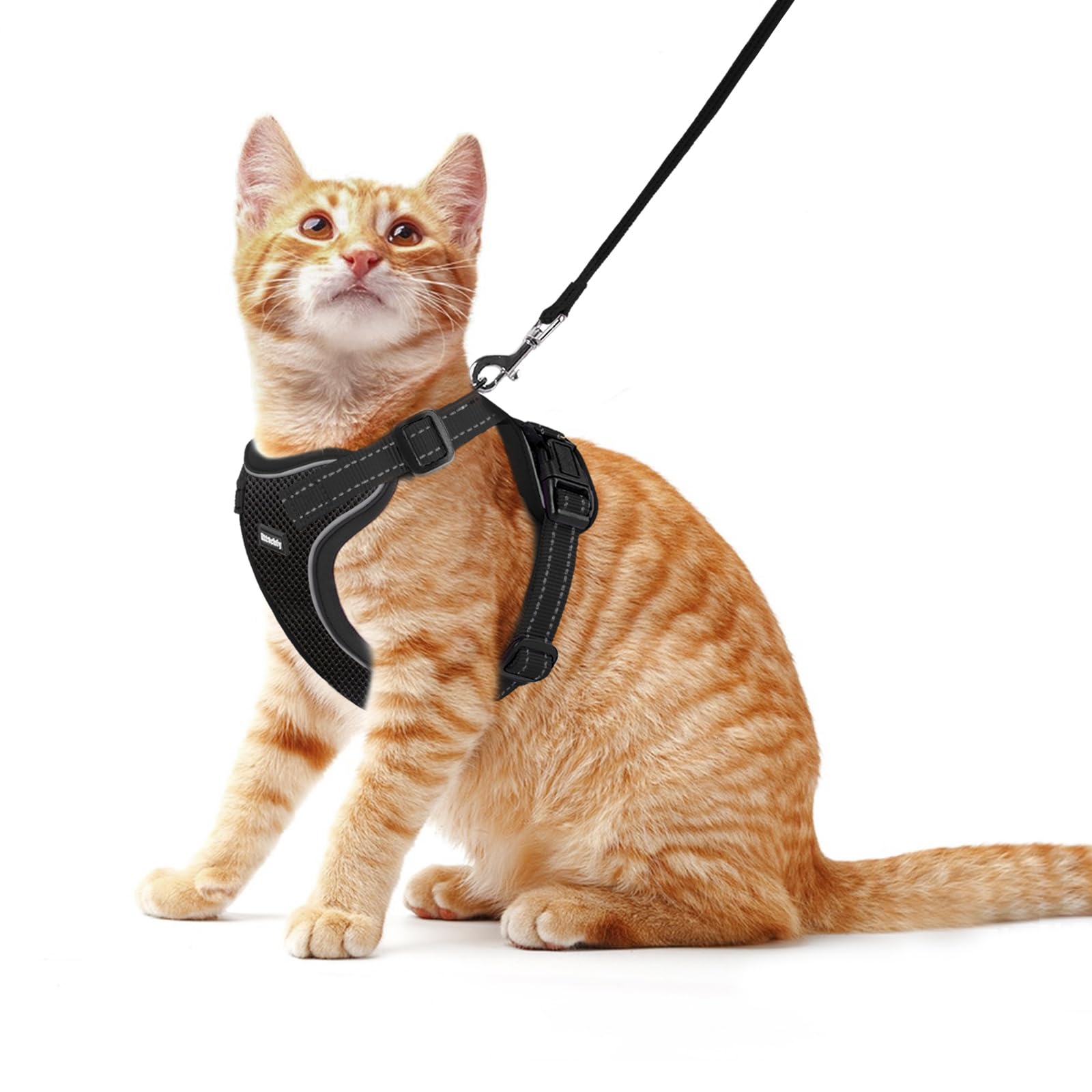 Rttochfy Cat Harness and Leash Set, Adjustable and Reflective Cat Vest, Escape Proof Kitten Harness, Easy to Put on with 3 Buckles for Cats Walking