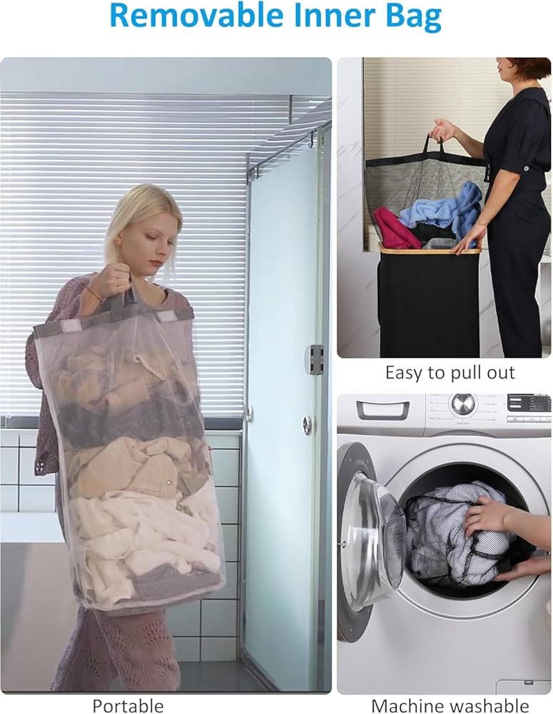 Amazon.com: efluky Laundry Basket with Wheels, Tall Rolling