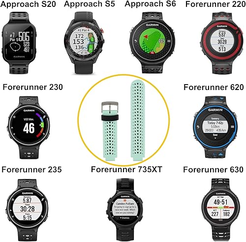 Miniatura 21 de For Garmin Forerunner 735XT/220/230/235/235 Lite/620/630 Silicone Replacement Wrist Watch Accessory Band Strap for Garmin Forerunner 235 Smartwatch