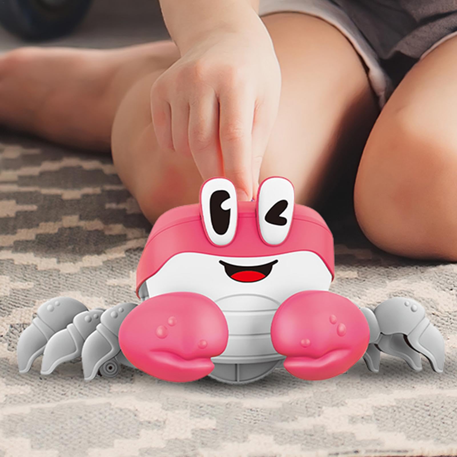 ECHOCUBE Granchio Gattonante, Giocattolo Sensoriale Camminante con Evitamento Ostacoli, Musicale per Bambini da 3 Anni e Oltre - Giallo