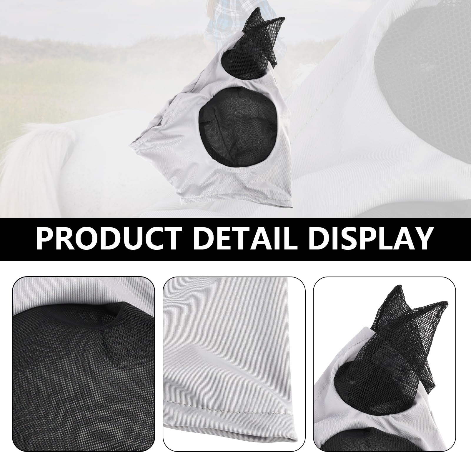 1PC Fly Mask for Horses with Ears Breathable Horse Fly Mask for Summer Protection Full Coverage Mesh Horse Head Cover - Image 3