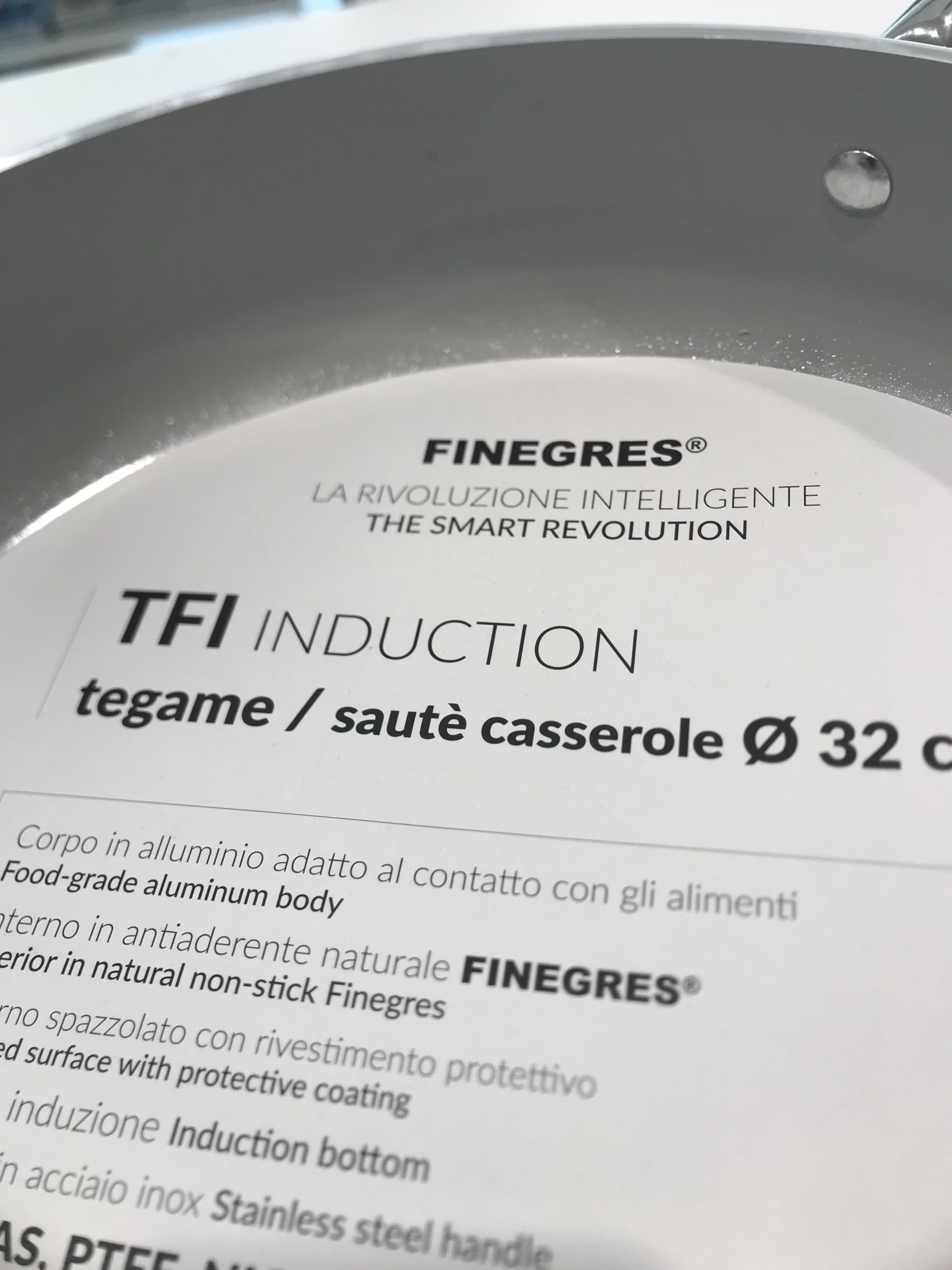 Casseruola in alluminio PROFESSIONAL cm 32, interno antiaderente FINEGRESS no PFAS,PTFE,NICKEL,BPA,PFOA