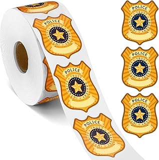 DECYOOL 800 Pcs Police Badge Stickers, Police Badge Name Tag Stickers Label Decals for Birthday Party Favors School Rewards Offices Supplies