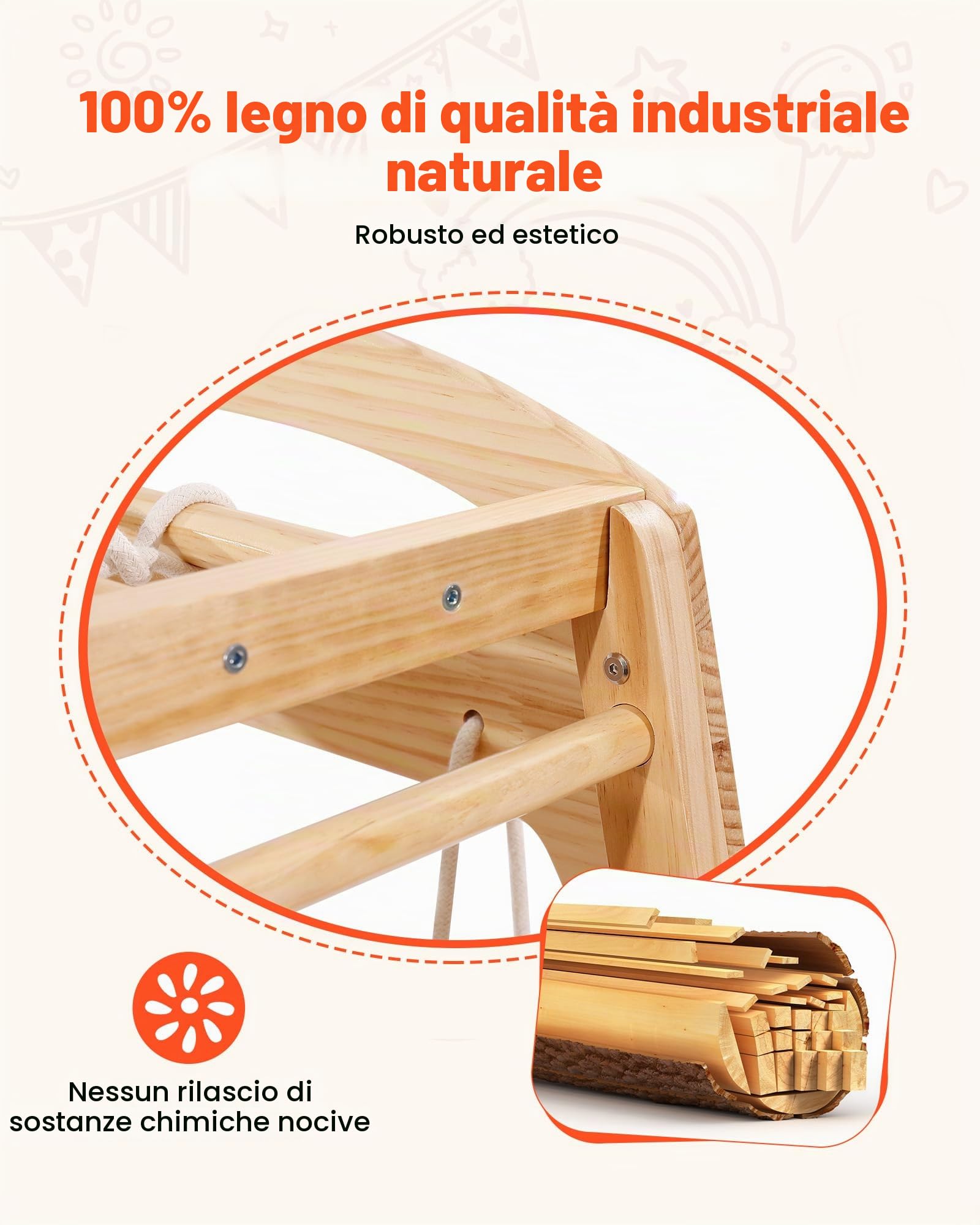 VEVOR Struttura da Gioco Interna 7 in 1 per Bambini, Palestra Multifunzionale con Scala in Legno e Corda Altalena Sbarra Scivolo Parete da Arrampicata, per Divertimento al Coperto con Più Bambini