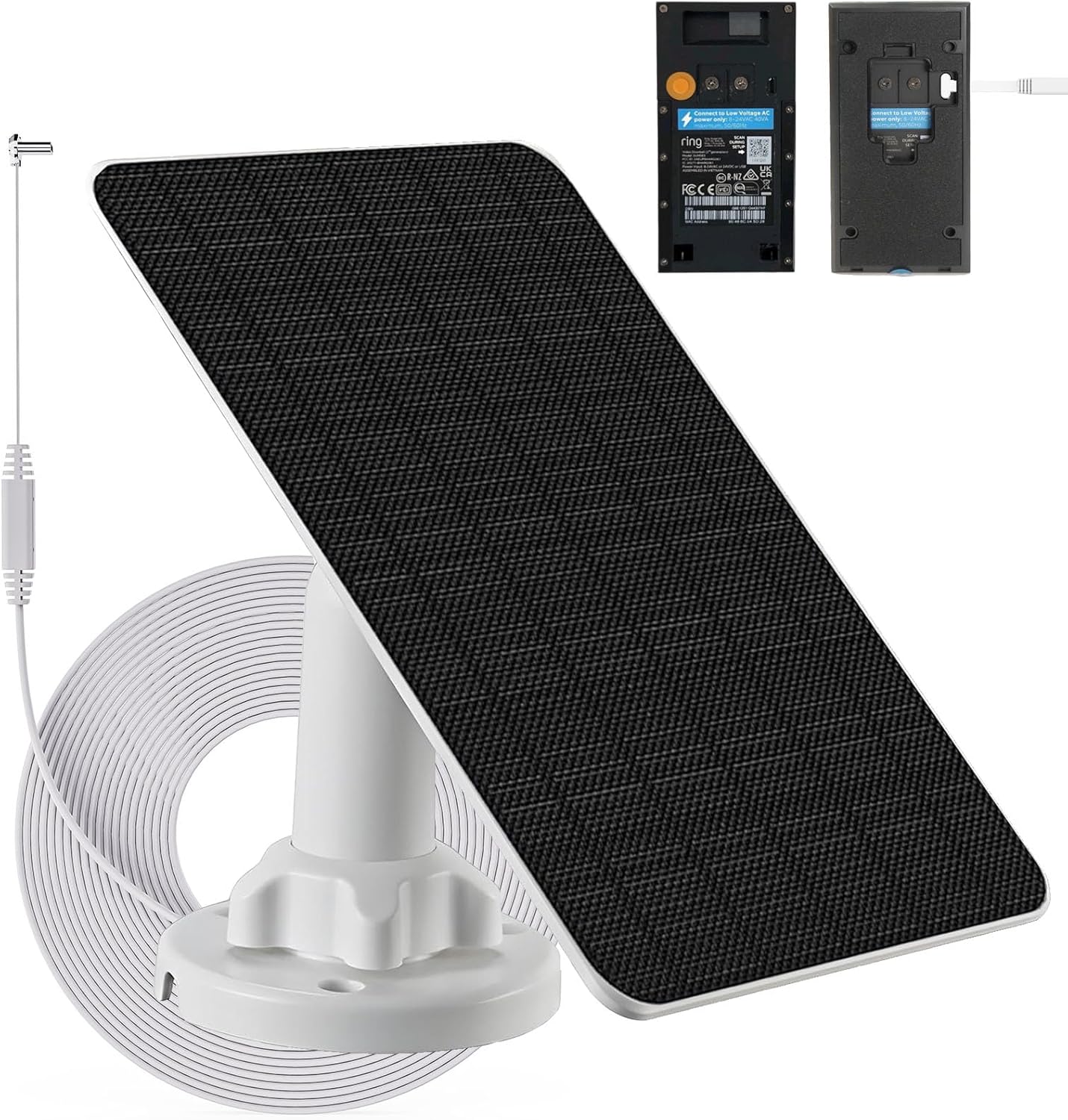 3W/5V Solar Panel with Built-in 4000mAh Battery,USB-C Port,IP65,13.2ft/4m Charging Cable,Perfect Compatibility with Ring Battery Doorbell (2024 Release),no Need to Remove Stand (USB-C)
