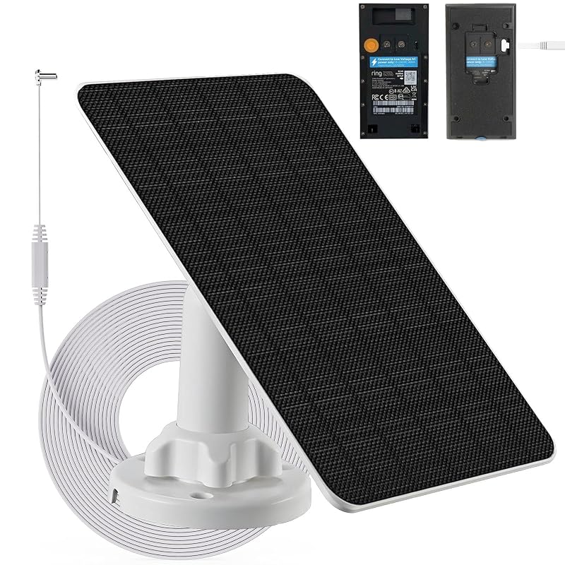 Painel Solar 3 W com Bateria Integrada de 4000 mAh e Porta Micro-USB para Ring Video Doorbell