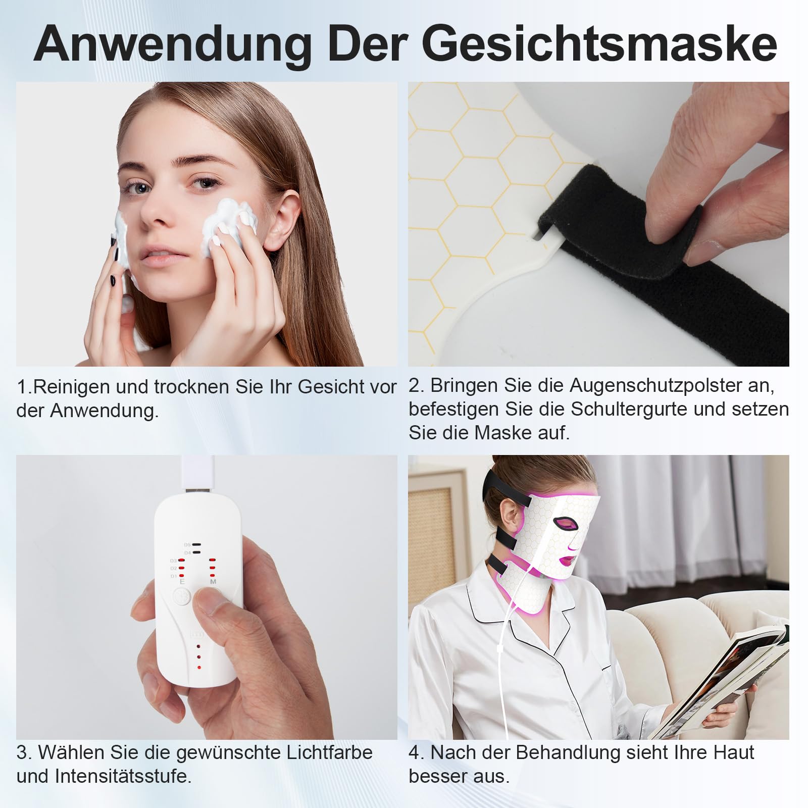 Masque Facial LED en 7 Couleurs, Masque de Cou LED avec Effet Revitalisant pour la Peau, Soin des Rides Fines, Masque Facial LED Rechargeable