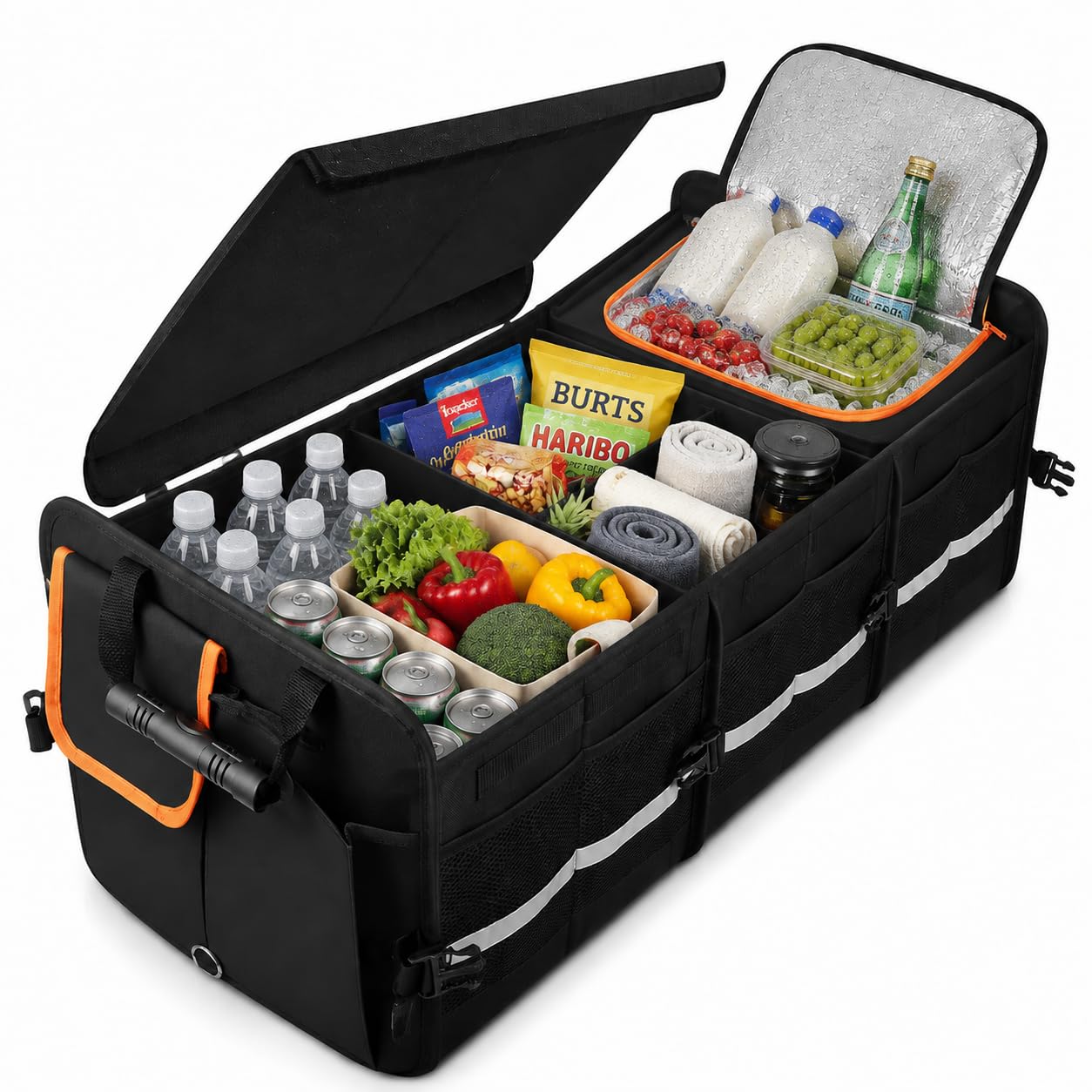 Kofferraum Organizer Auto mit Kühltasche, 92L faltbare Kofferraum Box